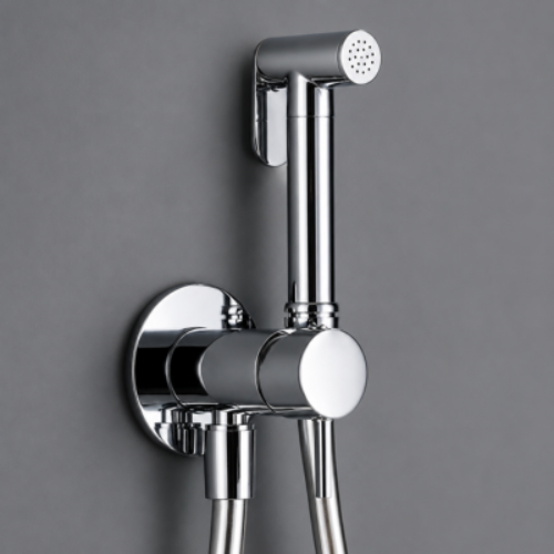 Douchette WC design en acier chromé avec flexible renforcé