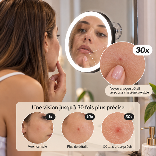 Miroir grossissant 30x pour voir les détails du visage
