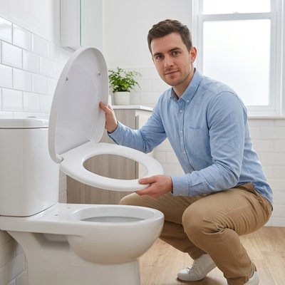 Abattant wc a charnières métalliques assurant une fixation solide
