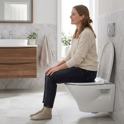 Abattant wc facile d'entretien en enlevant avec le bouton poussoir