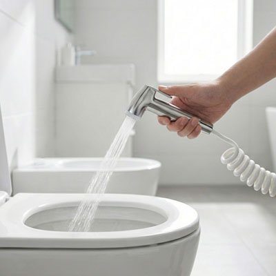 Douchette WC avec Finition chromée et blanc