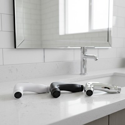 Douchette WC disponible en chrome brillant noir mat et blanc