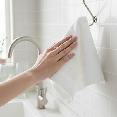 Essuie mains offert en blanc gris et bleu