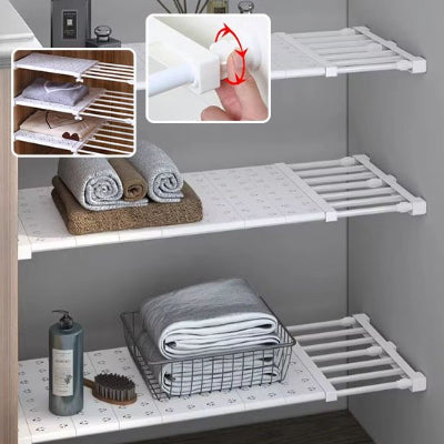 Etagere coulissante blanche à système télescopique extensible