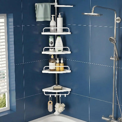 etagere telescopique douche blanc a quatre tablettes