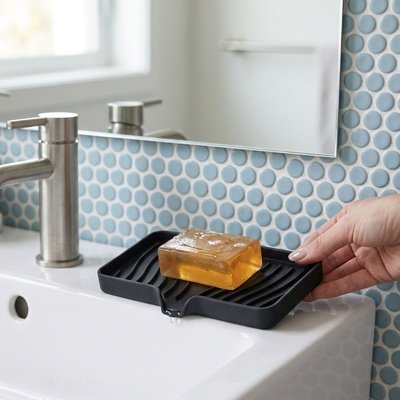 Porte-savon à base antidérapante assure une stabilité optimale