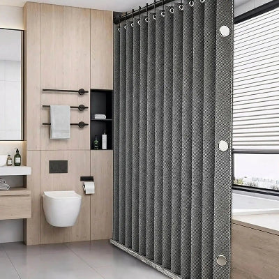 rideau de douche pliant gris aimanté