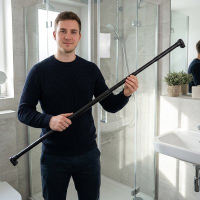 Tringle a rideau de douche finition noire mate moderne