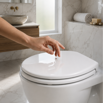 Abattant WC a finition laque brillante blanc pur
