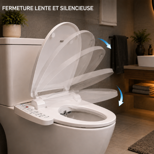 Abattant WC électrique avec système de fermeture lente et silencieuse
