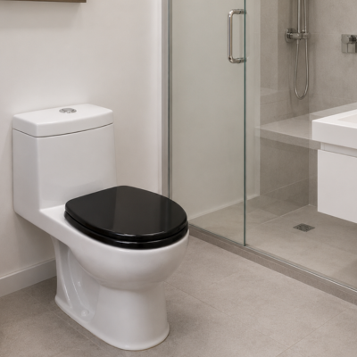 Abattant WC noir avec frein de chute silencieux