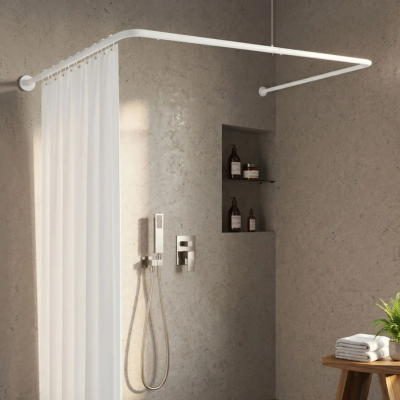 Barre rideau de douche en forme de U avec fixation
