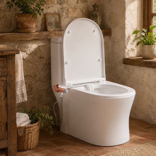 Bidet WC à double mode installé dans une salle de bain