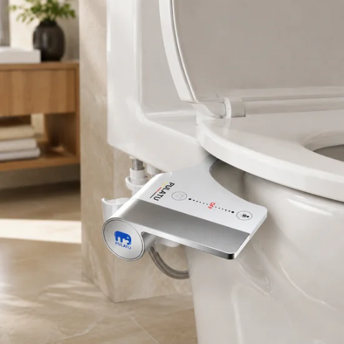 Bidet WC non électrique installé sur une toilette moderne