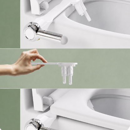 Bidet WC ultra-fin installé facilement sur toilette blanche