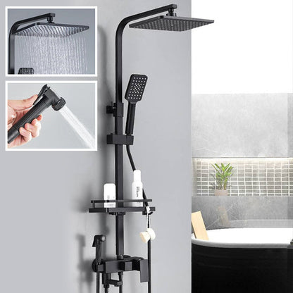 Colonne de douche thermostatique noire avec douche de tête effet pluie