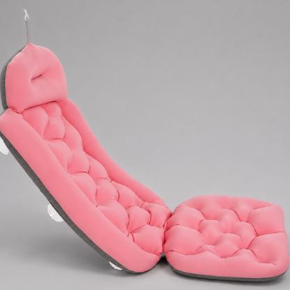 Coussin de baignoire rose avec appui-tête et assise matelassée
