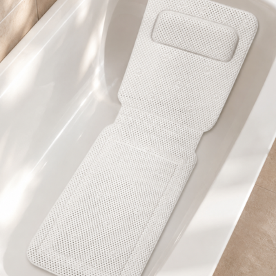 Coussin de bain blanc rembourré avec appuie-tête pour baignoire
