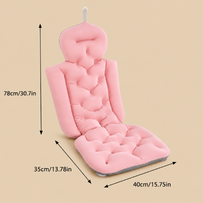 Dimensions du coussin de bain rose avec dossier de 78 cm