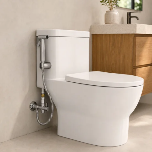 Douchette WC avec adaptateur européen et flexible raccordé