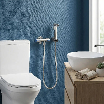 Douchette hygiénique pour WC avec flexible et robinet mural