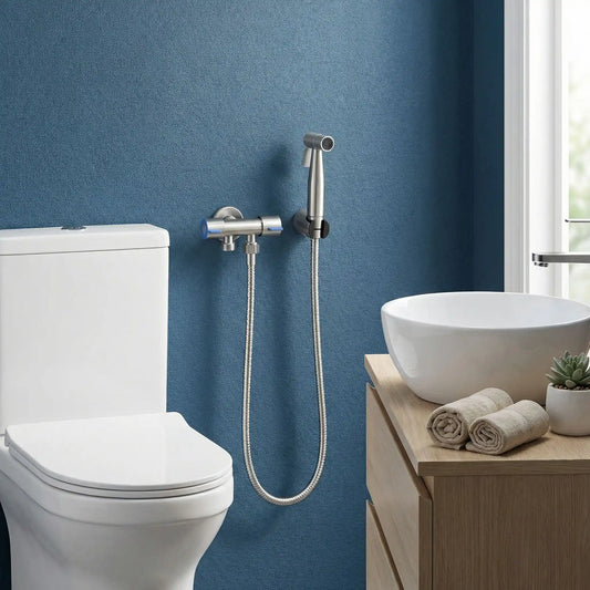 Douchette hygiénique pour WC avec flexible et robinet mural