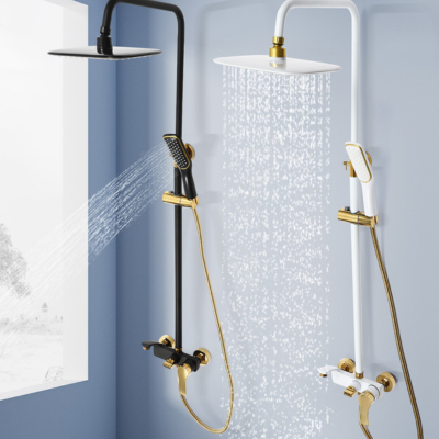 Ensemble de douche blanc et or ou noir et or