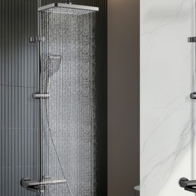 Ensemble de robinets de salle de bain design moderne gris