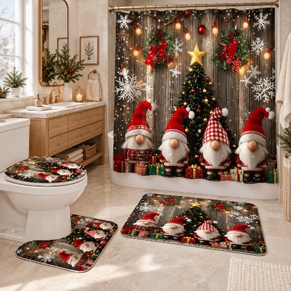Ensemble salle de bain Noël avec rideau de douche et accessoires