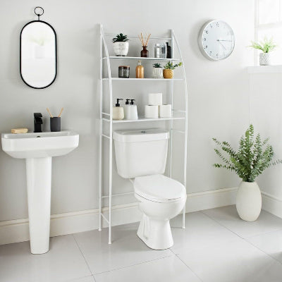 Etagere salle de bain en metal blanc