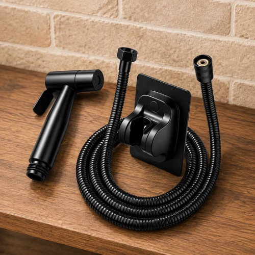 Kit de douchette WC noire avec flexible et support mural