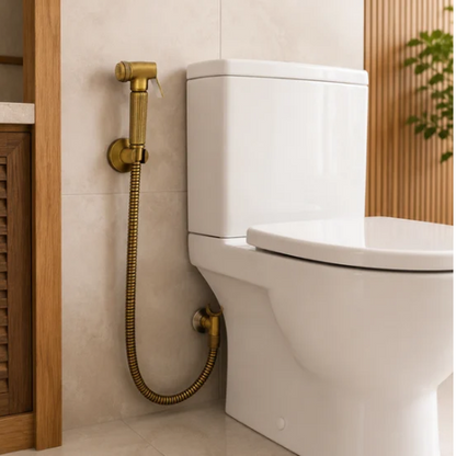 Kit-de-douchette-WC-rétro-en-laiton-installé-au-mur