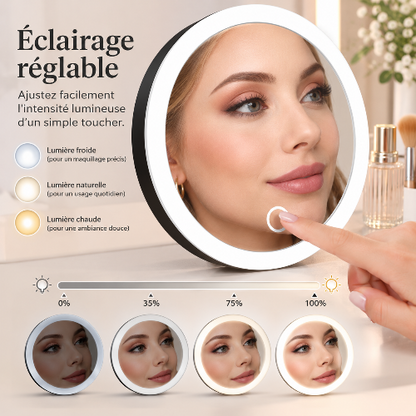 Miroir de maquillage LED avec intensité lumineuse réglable