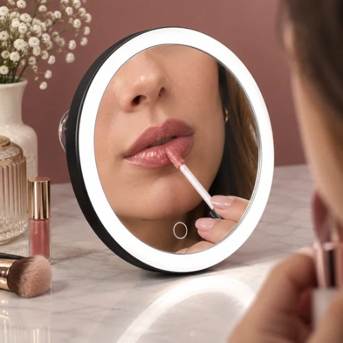 Miroir grossissant lumineux pour maquillage et soins du visage