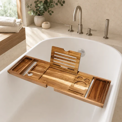 Plateau de bain extensible vide avec support pour livre