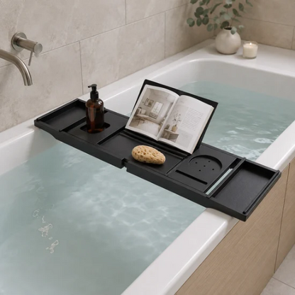 Plateau de bain réglable avec compartiments pour accessoires détente