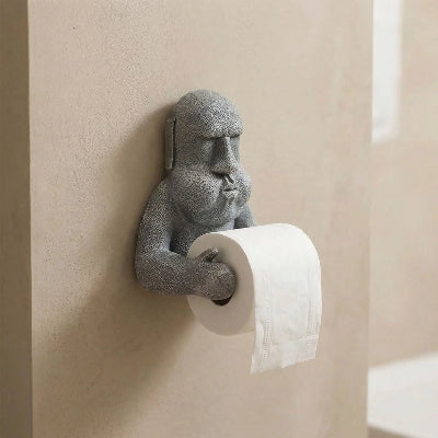 Porte papier hygienique statues de l'ile de paques sur mur