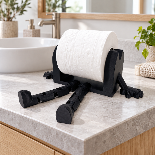 Porte-papier toilette noir avec rouleau blanc
