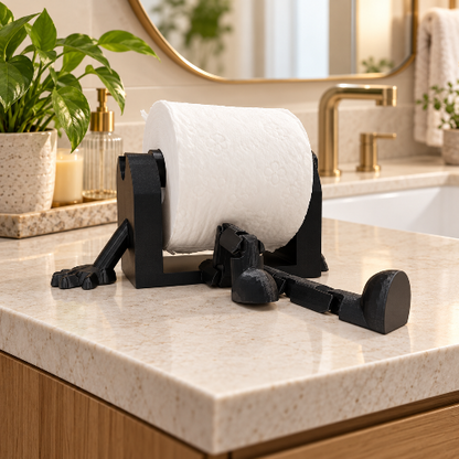 Porte-papier toilette noir en forme de petit bonhomme