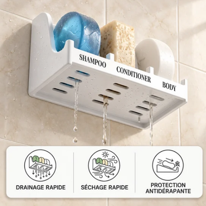 Porte-savon de douche à drainage rapide avec trois compartiments