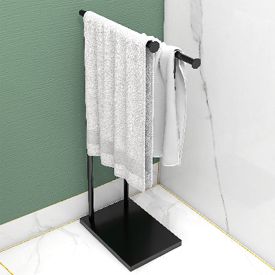 Porte serviettes sur pied noir en metal