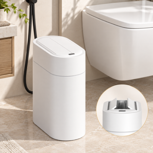Poubelle automatique blanche avec ouverture sans contact