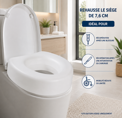 Rehausseur WC 7,6 cm pour plus de confort et de sécurité