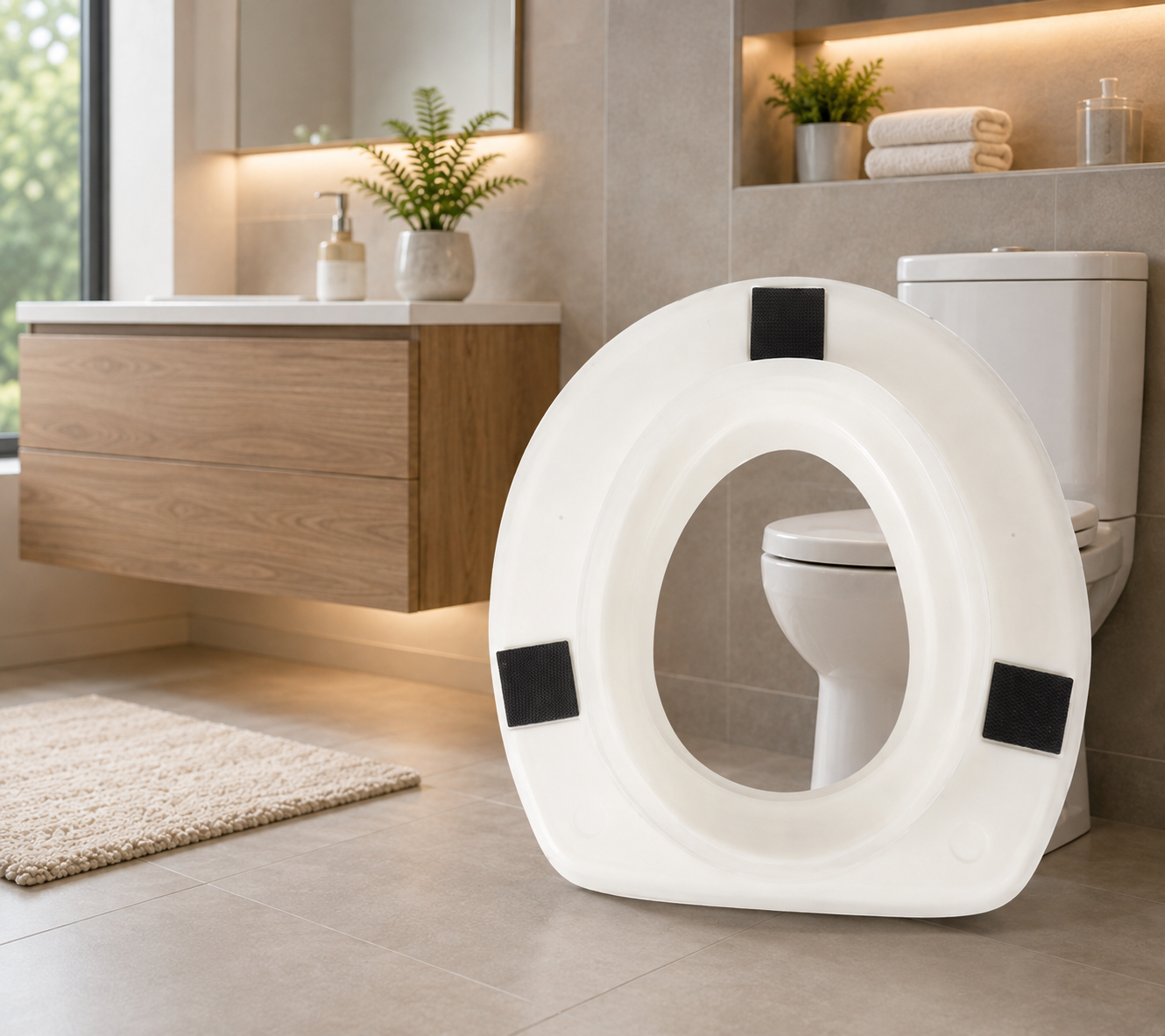 Rehausseur de toilette antidérapant dans une salle de bain moderne