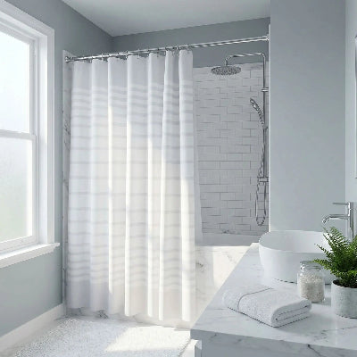 Rideau de douche blanc rayer élégant et simple