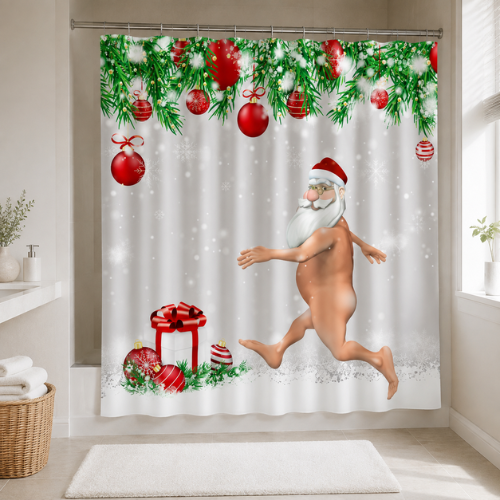 Rideau de douche de Noël drôle avec Père Noël