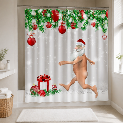 Rideau de douche de Noël drôle avec Père Noël
