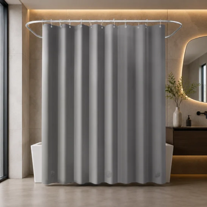 Rideau de douche gris aimanté avec tringle rectangulaire
