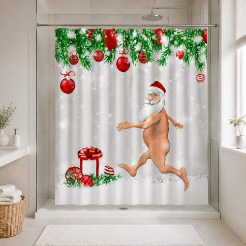 Rideau de douche imperméable au motif humoristique de Père Noël