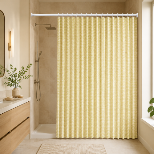 Rideau de douche pliable jaune pâle magnétique